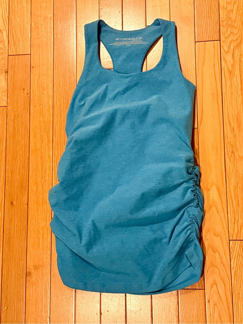 Beyond Yoga Maternity Teal Side-Ruched Racerback Tank Beyond the Bump
